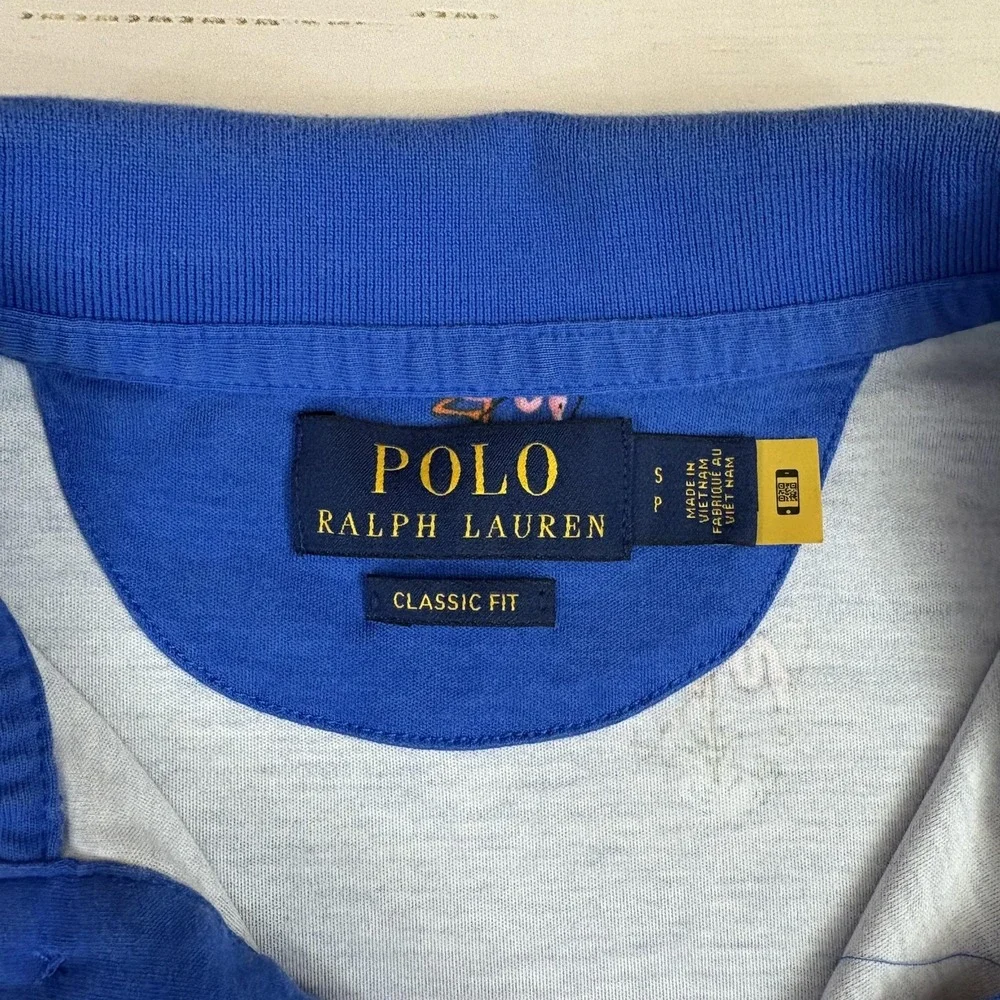 Polo Ralph Lauren Polo Shirt All Over Flamingo Mens S Classic Fit Blue